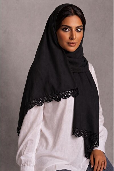 Veil Designer Turkish veil with crochet work and Japanese fabric on both ends...
