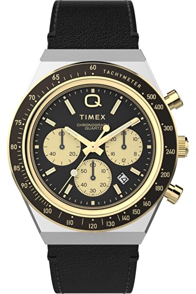 Timex Q Men's Watch with Gold-Plated Steel Case, Quartz Movement, Black Dial,...