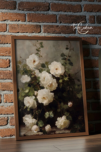 tablodea Td Vintage White Rose Painting – Oil Painting Look Elegant Kitchen, ...