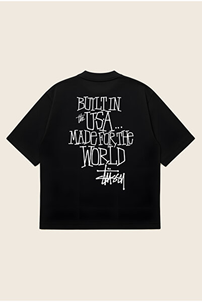 Moon Dancer Stussy Usa Made for the World Oversize Boxy Cut Unisex 100% Cotto...