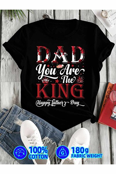 LİNA06 تيشيرتات نسائية مضحكة لعيد الأب تحمل عبارة Dad King، مصنوعة من 100%، 1...