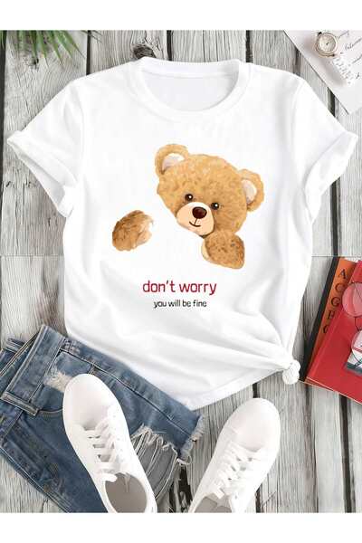 23 nisan Teddy Bear Comfort Tee Women'S Funny T Shirts White Elegant Graphic ...