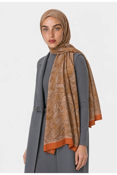 minelesarp Mooncorn Nature Leaf Patterned Cotton Viscose Shawl 75X190 cm – Li...