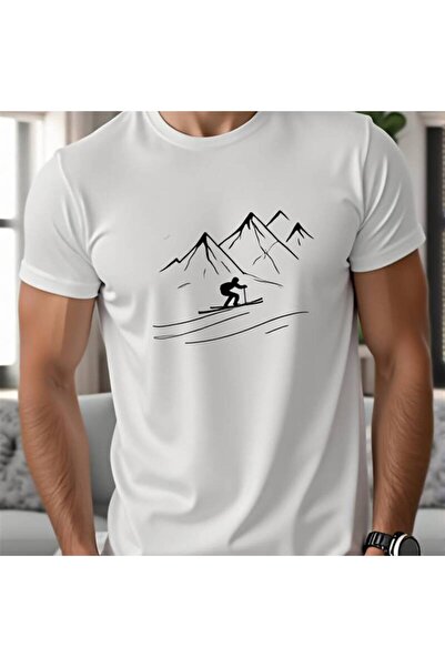 212Wear تي شيرت رجالي كبير الحجم للتزلج على الجليد - تصميم منظر جبلي مع رسوما...