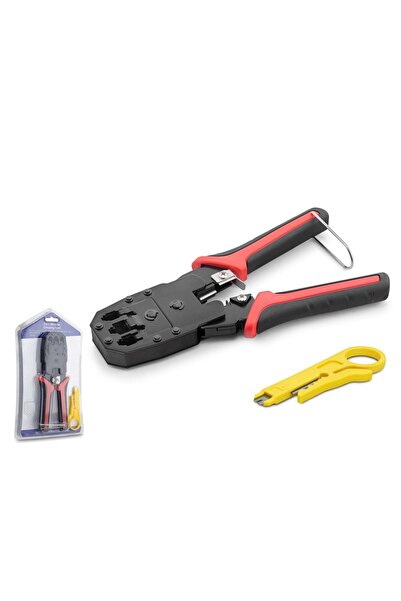 TAPLIN كماشة توصيل TK154 RJ45 مع أداة تقشير الكابلات باللون الأحمر