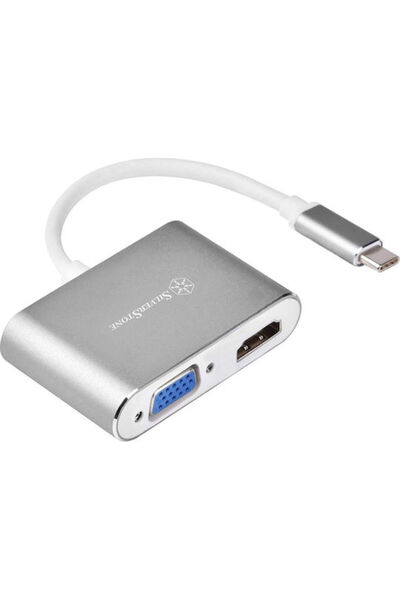 SilverStone Convertor EP16 USB-C tată la HDMI / VGA mamă Argintiu 1 buc.