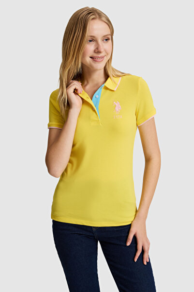 U.S. Polo Assn. تي شيرت نسائي أصفر بياقة بولو 50334010-VR044