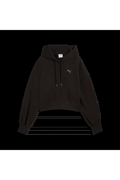 Puma WARDROBE ESS Cropped Hoodie Siyah Kadın Sweatshirt