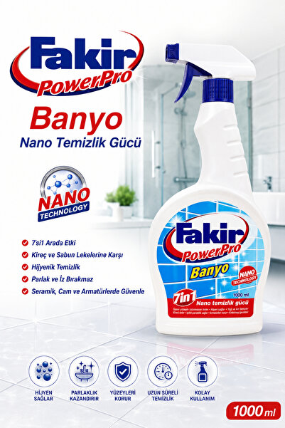 Fakir Powerpro Banyo 7si1 Arada Yağ, Kir, Kireç Sökücü Lavabo, Küvet, Fayans,...
