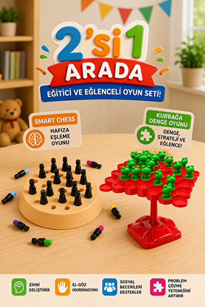 M&H 2'li Oyun Seti - Smart Chess - Kurbağa Denge - Eğitici ve Öğretici Oyun Seti