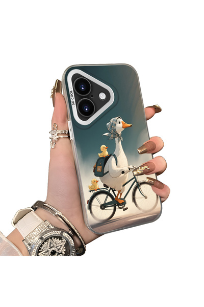 Hontinga iPhone 17 Compatible Silicone Edge Hard Back Case Couple Phone Case ...
