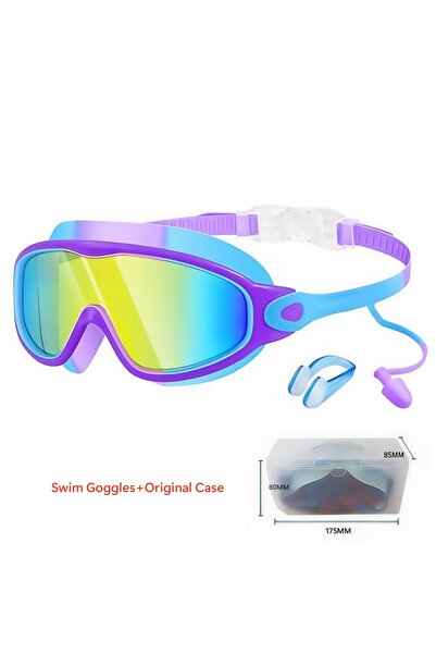 Choice As the picture Purple Blue Case New Kids Large Frame Swim Goggles With...