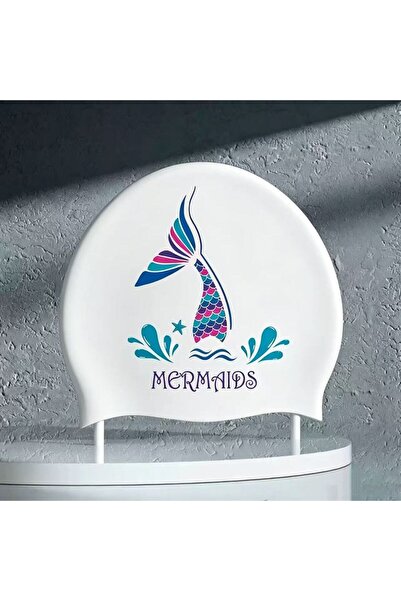 Choice3 MULTI Silicone Swimming Cap with Mermaid Tail Print, Comfortable Stre...