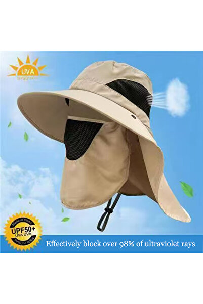 choice2 Khaki Unisex Summer Sun Hat UV Protection Bucket Cap with Neck Flap O...