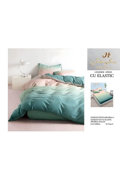 naniland.ro Satin Cotton Duvet Cover Set 2 Persons 4 Pieces with Stretchy 180...