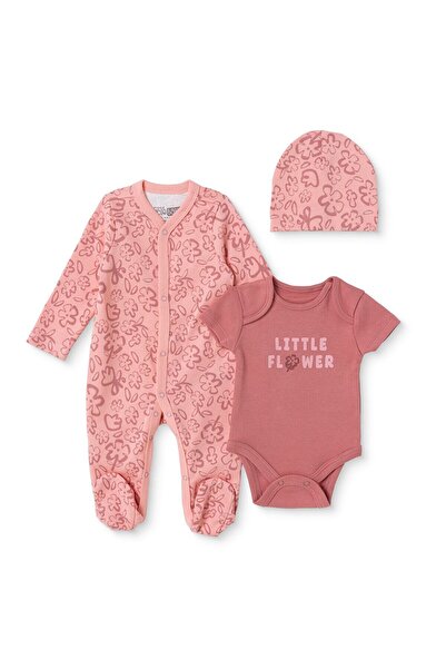 ebebek Hello Baby HelloBaby Kız Bebek Tulum-Body-Şapka Çiçek Baskılı Çıtçıtlı...