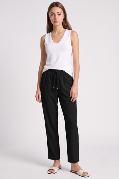 Sementa Elastic Waist Pocketed Summer Trousers - Black