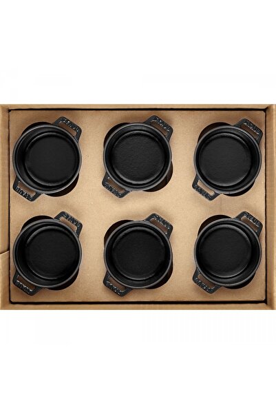 STAUB Set 6 Mini cratite, Staub,10 cm, email, negru