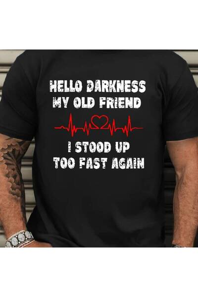 23 nisan تي شيرت رجالي مضحك بطباعة "Hello Darkness My Old Friend I Stoop Up T...