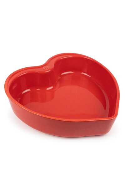 OEM Vas ceramic, Appolia, forma inima, rosu, 1,7 l, 25x25,8x6 cm