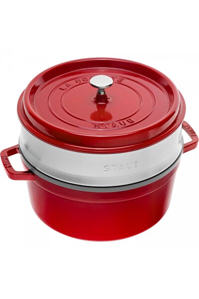 STAUB Oala, Staub, Fonta, Rotund, Sita, 3.8 L, 24 cm, Rosu