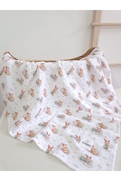 jr.bunnies 100% Cotton Muslin Baby Blanket & Multi-Purpose Coverlet 100X100 c...