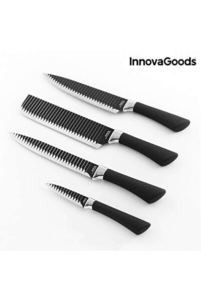 InnovaGoods Μαχαίρια Shark Swiss Q (Σετ 4 τεμαχίων) V0101019 Μαύρο-Ασημί