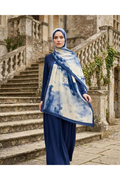 Nûda - Tarzın Değil , Tavrın Zarafeti Batik Patterned Cotton Soft Shawl Navy ...