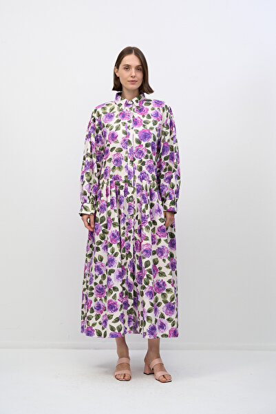HANIQA Rochie de damă cu imprimeu floral în stil vintage