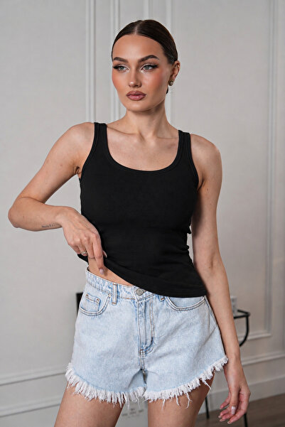 brz braazi Women's Ribbed Look Thick Strap Basic Blouse Undershirt