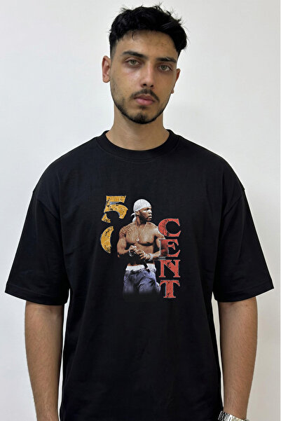 Anetos 50 Cent_51 Dizajn Tiskana Oversize Crna Majica