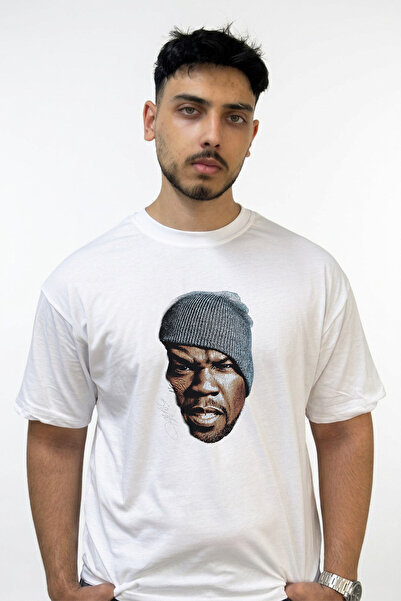 Anetos 50 Cent_52 Dizajn Tiskana Oversize Bela Majica