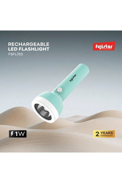 fujistar مصباح يدوي LED قابل لإعادة الشحن - موديل FSFL703 - 1 واط، بطارية 1200 مللي أمبير
