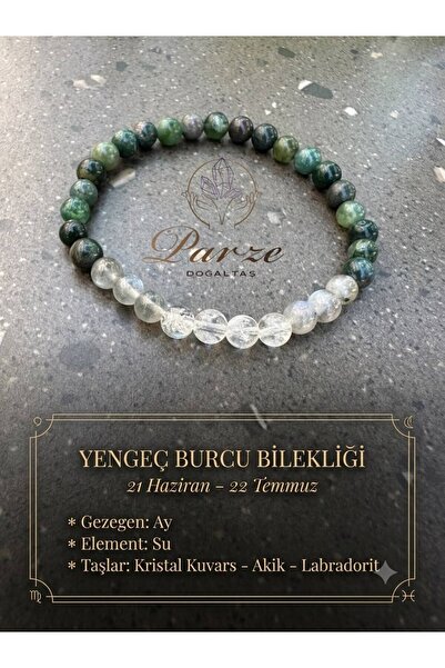 parze doğaltaş Zodiac Crab Sign Natural Stone 6 mm Bracelet (Traditional Astr...