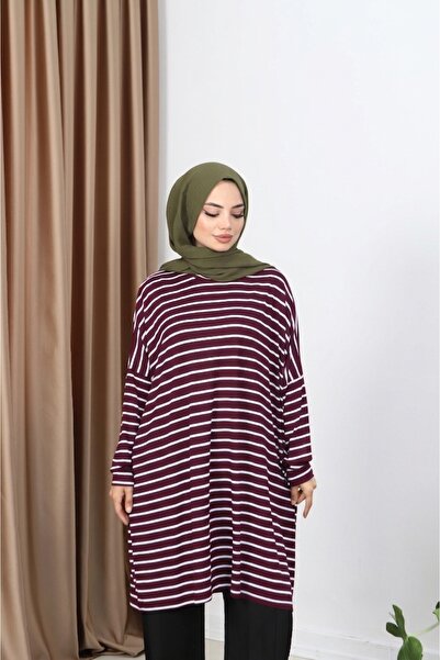 NİSUM MODA Striped Combed Tunic