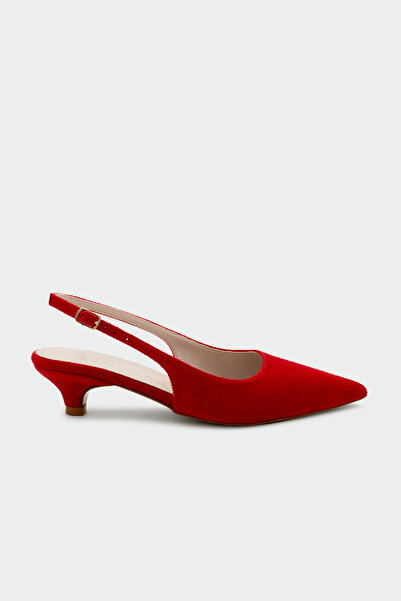 LAMİNTA Clint Buckle Pointed Toe Women's Red Heeled Shoes