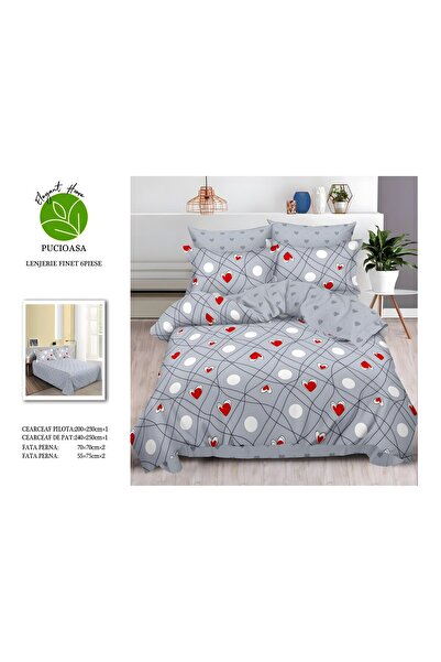 naniland.ro Lenjerie de Pat Bumbac Satinat 2 Persoane 6 Piese Fără Elastic 20...