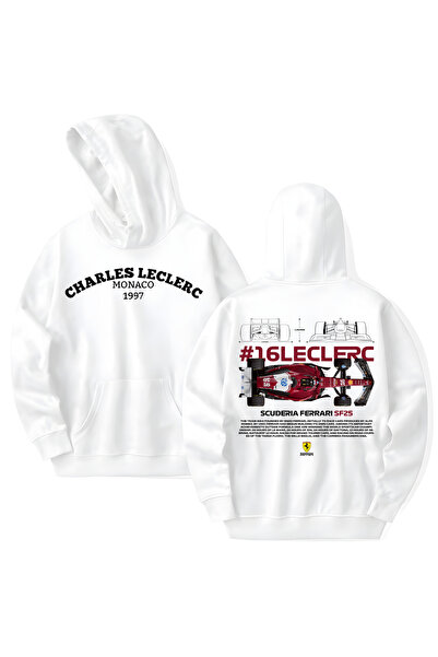 STİL-X Charles Leclerc Printed Cotton Long Sleeve Hooded Sweatshirt with 3 Th...