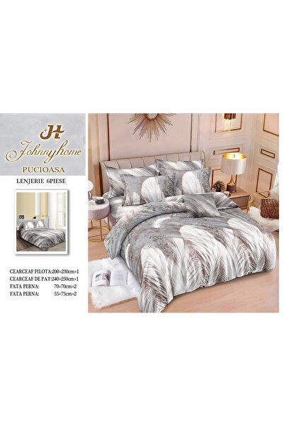 naniland.ro Lenjerie de Pat Bumbac Satinat 2 Persoane 6 Piese Fără Elastic 20...