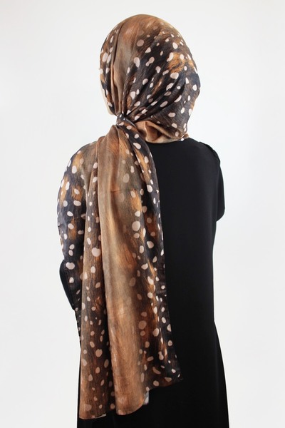 QUM İPEK Ceylan Geyik Pattern Cotton Viscose Shawl