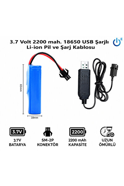 MAMSHOP 3.7 Volt 2200 mah 18650 Li-ion şarj Edilebilir Uzaktan Kumandalı Araç...