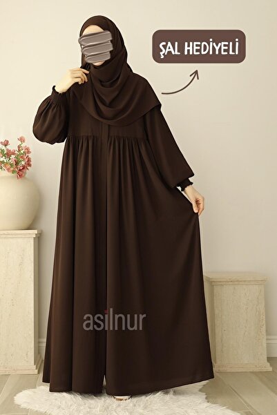 ASİLNUR Şevval Ferace Shawl Gift Set Brown