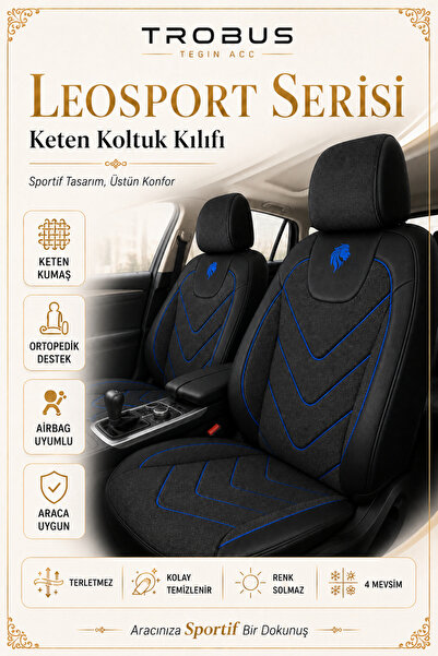 TROBUS Honda Civic FC5 2016-2021 Uyumlu LeoSport Serisi Siyah Mavi Ortopedik ...