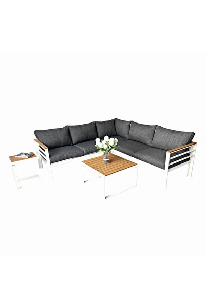 KlugMeister Set mobilier terasa/gradina KJFA003, coltar 5 locuri si masa cu c...