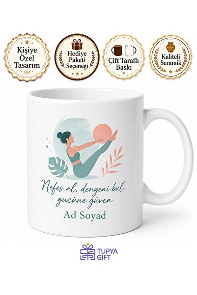 Tupya Gift Pilates Eğitmenine Hediye Fitness Temalı Özel Tasarım Baskılı Kupa...