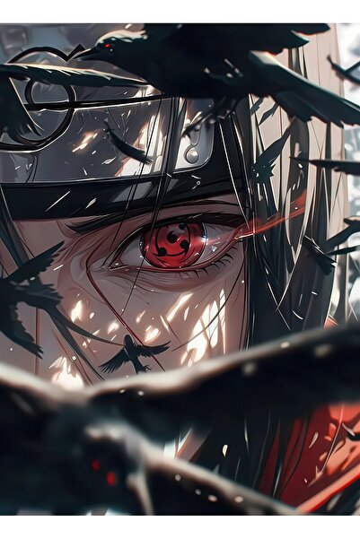 Suvrart Anime Tablo Naruto Tasarımlı Parlak Itachi Uchiha Karakteri Premium M...