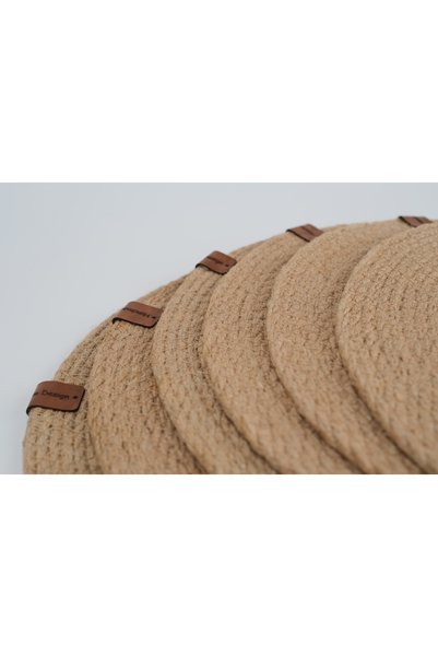 Fabrix Home 6-Piece Jute Supla American Service Set Jute Color Bohemian Tableware Presentation Plate Coaster 32 cm