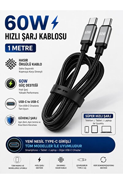 one depot only for quality life 60W Type-C to Type-C Hızlı Şarj Kablosu 1 Met...