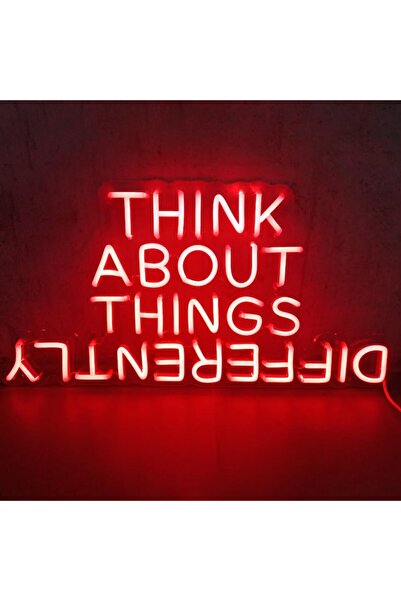 Slasa Think About Things Differently LED Neon Sign 50×40 cm, Red, with 6mm Ac...