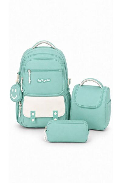 Çantaland 4-Piece Satin Fabric Waterproof Primary School Bag Set with Lunch B...